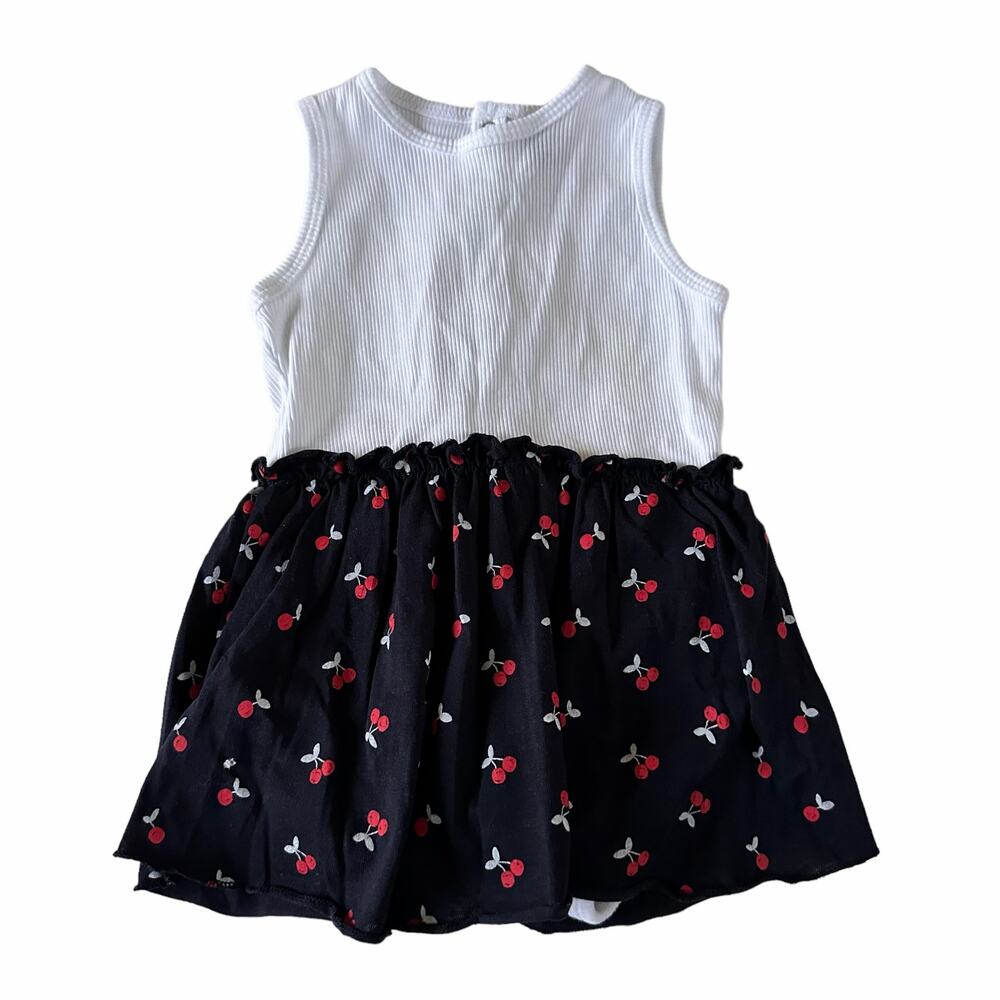 Kiabi Cherry Dress White Ribbed Bodysuit - Size 9 Months